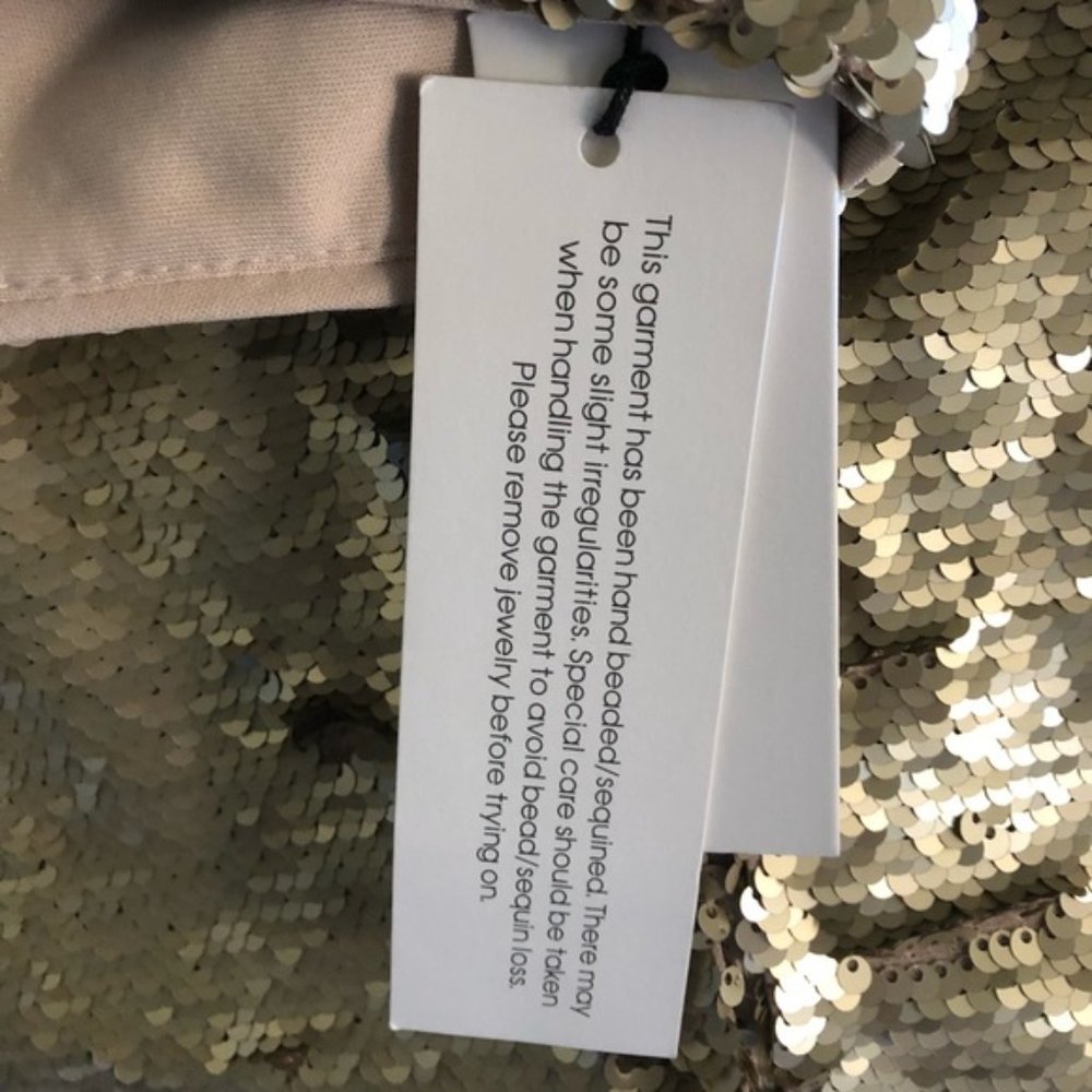 NWT Womens Size 8 Calvin Klein Gold Full Sequin Sheath Mini Dress - Picture 4 of 6